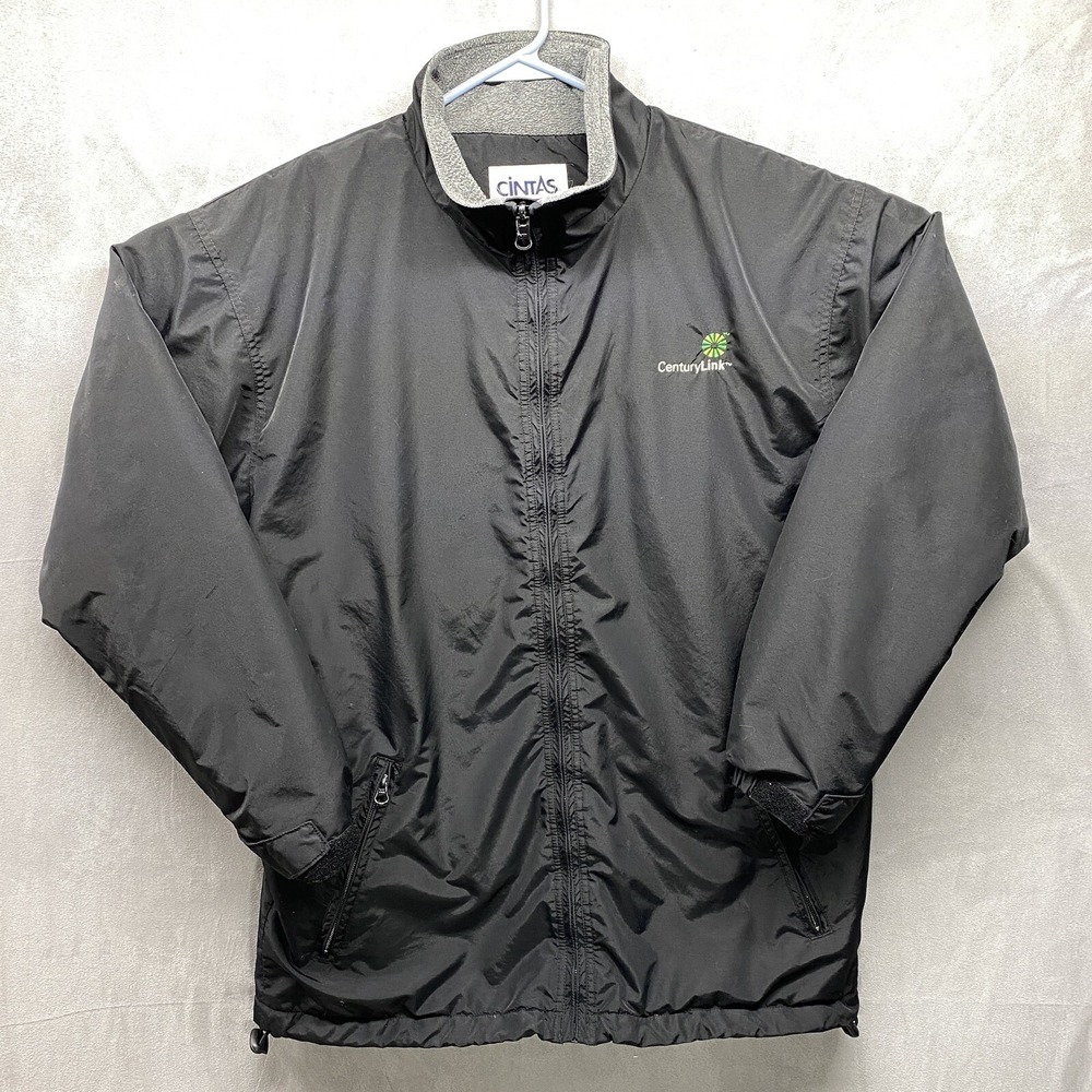 Cintas Centurylink Jacket‎ Black Fleece Lined 31 x 22 Logo Coat Zipper Pockets